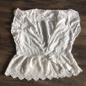 Love Stitch Tops - White wrap around eyelet lace blouse Love Stitch Tops - White wrap around eyelet lace blouse